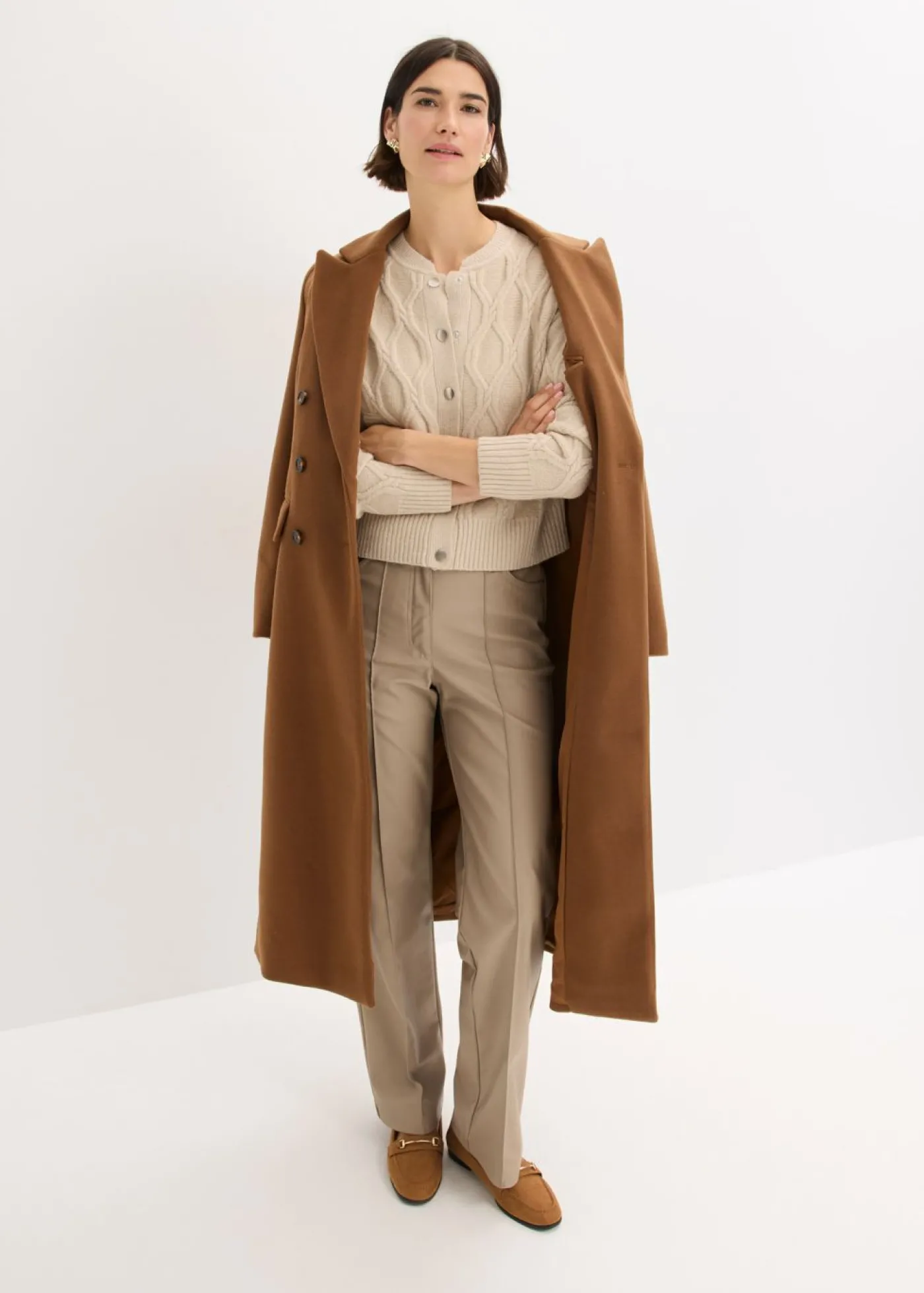 bonprix bonprix Chaqueta bomber con contenido de lana Arena jaspeado Sale