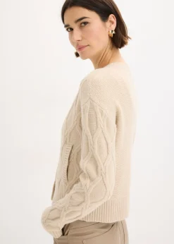 bonprix bonprix Chaqueta bomber con contenido de lana Arena jaspeado Sale