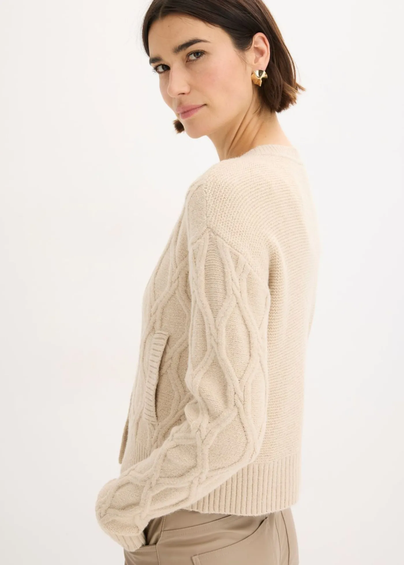 bonprix bonprix Chaqueta bomber con contenido de lana Arena jaspeado Sale