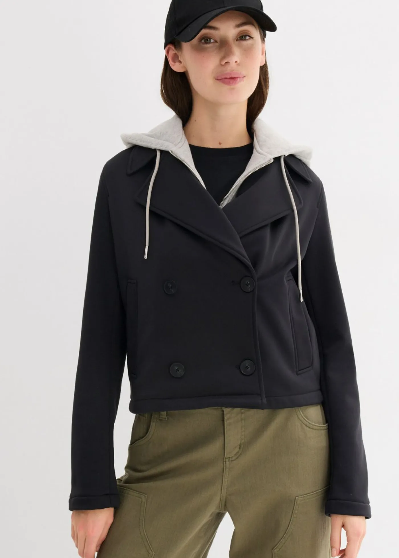 bonprix bonprix Chaqueta con capucha desmontable Negro Clearance