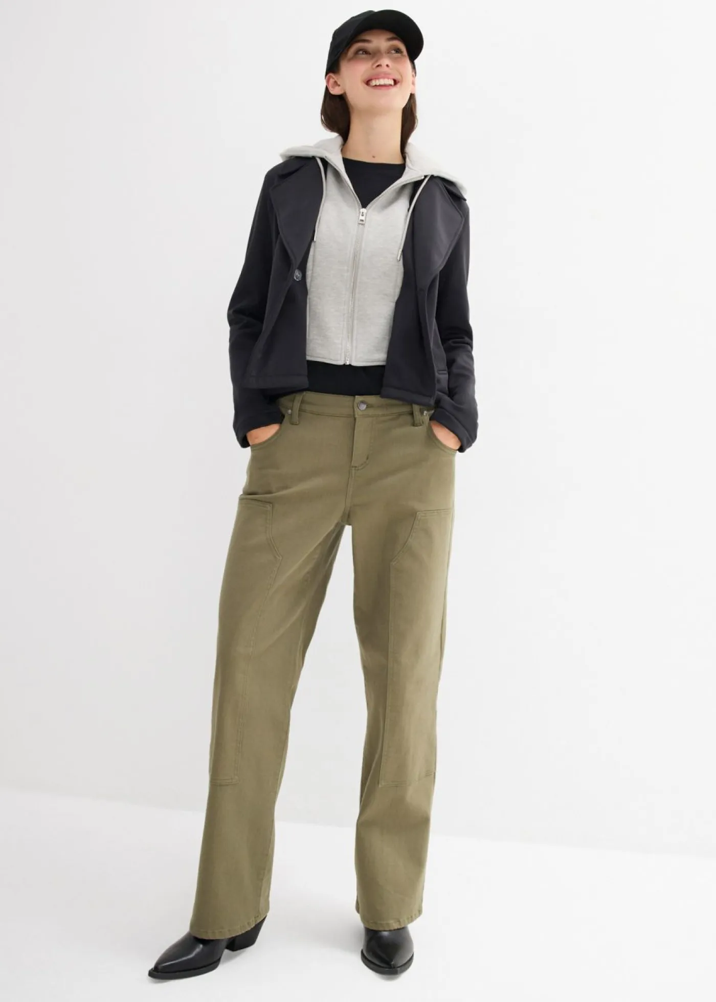 bonprix bonprix Chaqueta con capucha desmontable Negro Clearance