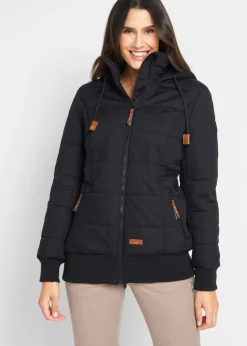 bonprix bonprix Chaqueta con detalles de piel sintética para exteriores Negro Outlet