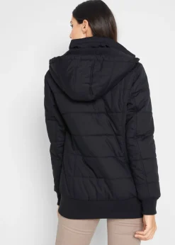bonprix bonprix Chaqueta con detalles de piel sintética para exteriores Negro Outlet