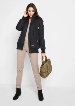 bonprix bonprix Chaqueta con detalles de piel sintética para exteriores Negro Outlet