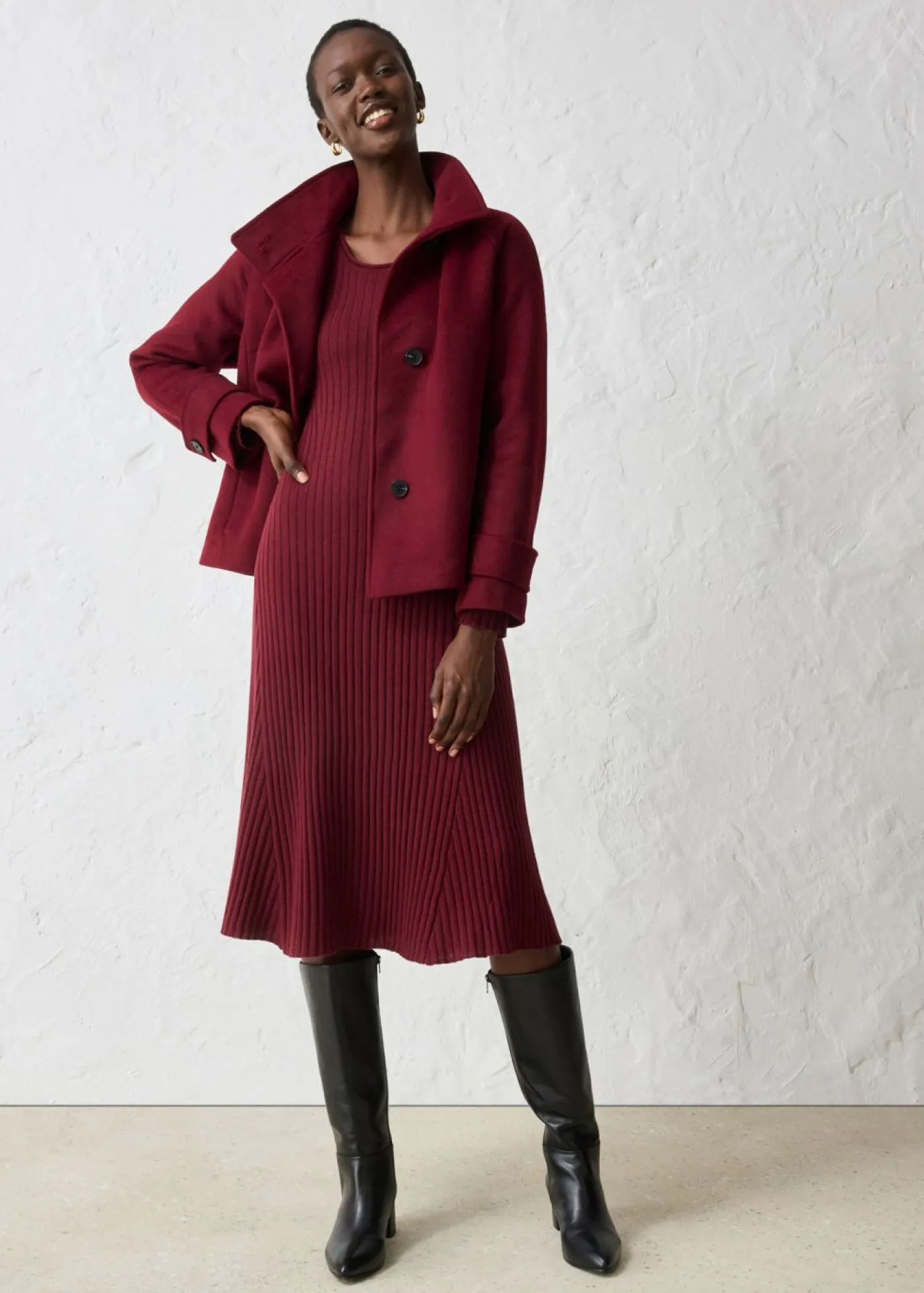 bonprix bonprix Chaqueta con suave contenido de lana rojo avellana Discount