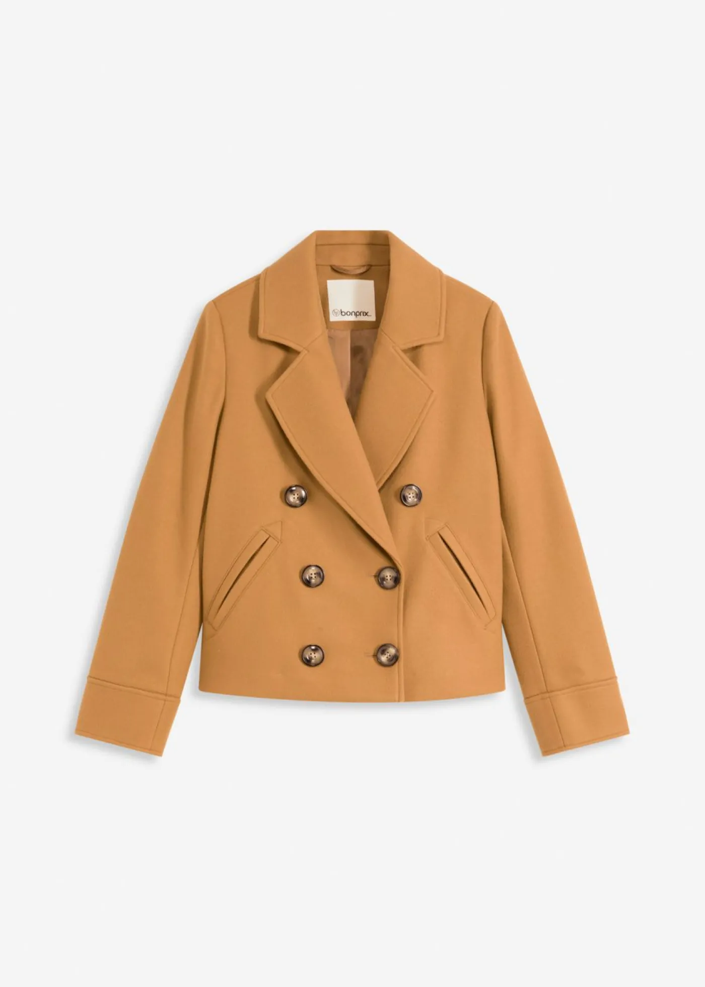 bonprix bonprix Chaqueta corta con aspecto de lana Avellana Outlet