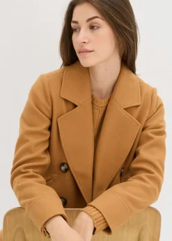 bonprix bonprix Chaqueta corta con aspecto de lana Avellana Outlet