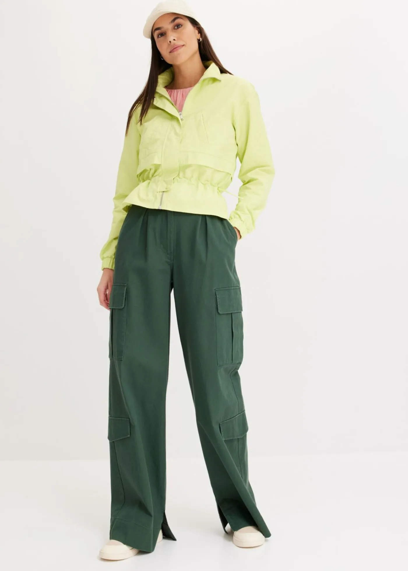bonprix bonprix Chaqueta corta con cordón ajustable en la cintura Verde menta Clearance