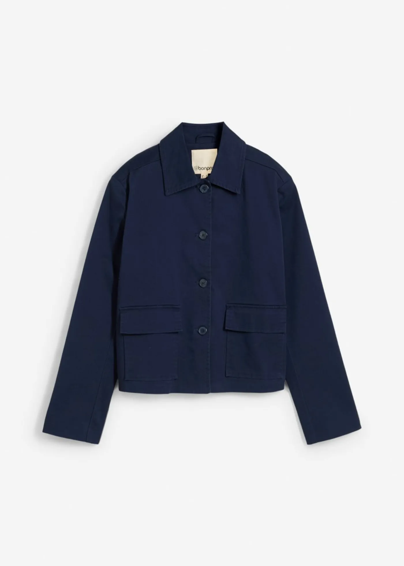 bonprix bonprix Chaqueta corta de entretiempo de mezcla de algodón orgánico elástico Azul marino New