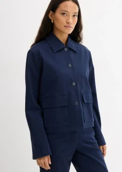 bonprix bonprix Chaqueta corta de entretiempo de mezcla de algodón orgánico elástico Azul marino New