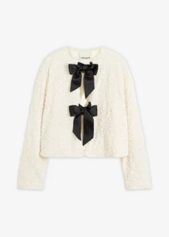 bonprix bonprix Chaqueta corta de lentejuelas Blanco lana Discount