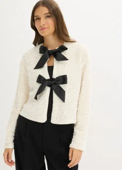 bonprix bonprix Chaqueta corta de lentejuelas Blanco lana Discount