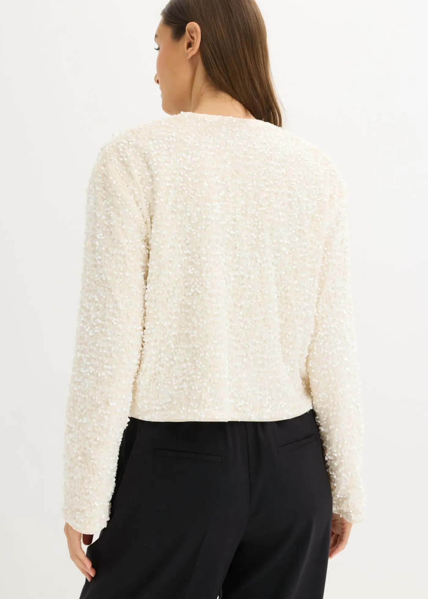 bonprix bonprix Chaqueta corta de lentejuelas Blanco lana Discount