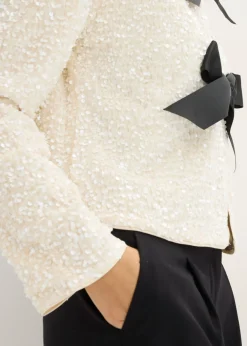 bonprix bonprix Chaqueta corta de lentejuelas Blanco lana Discount