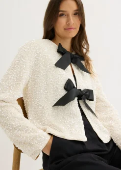 bonprix bonprix Chaqueta corta de lentejuelas Blanco lana Discount