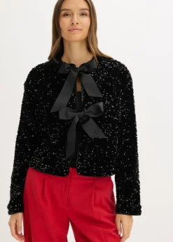 bonprix bonprix Chaqueta corta de lentejuelas Negro