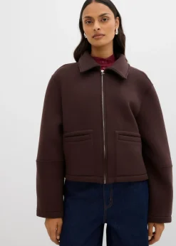bonprix bonprix Chaqueta corta de neopreno Marrón oscuro Outlet