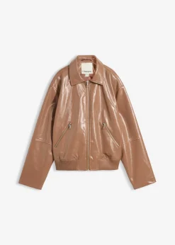 bonprix bonprix Chaqueta corta de piel sintética Marrón castaño Sale