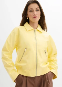 bonprix bonprix Chaqueta corta de piel sintética Amarillo claro Clearance