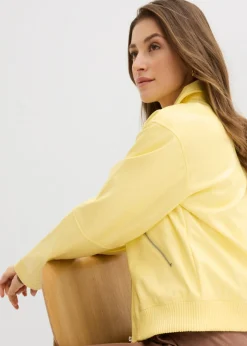 bonprix bonprix Chaqueta corta de piel sintética Amarillo claro Clearance