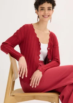bonprix bonprix Chaqueta corta de punto ajour Cereza