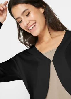 bonprix bonprix Chaqueta corta de punto con viscosa Negro Clearance