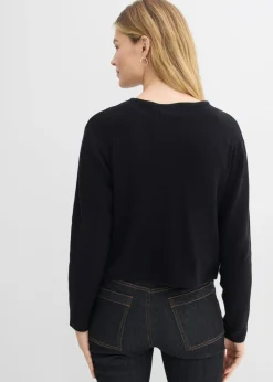 bonprix bonprix Chaqueta corta de punto de algodón orgánico puro Negro Outlet