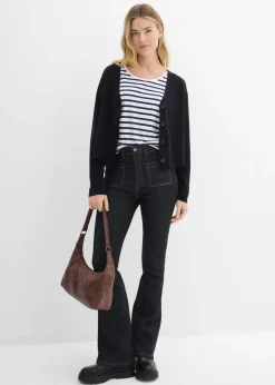 bonprix bonprix Chaqueta corta de punto de algodón orgánico puro Negro Outlet