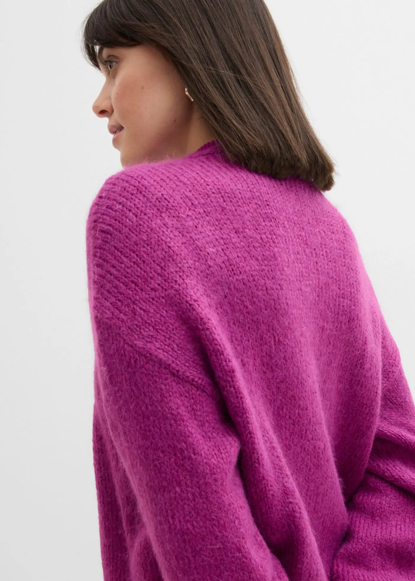 bonprix bonprix Chaqueta corta de punto grueso con corte holgado Fucsia oscuro Sale