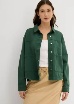 bonprix bonprix Chaqueta de algodón puro verde sombra New
