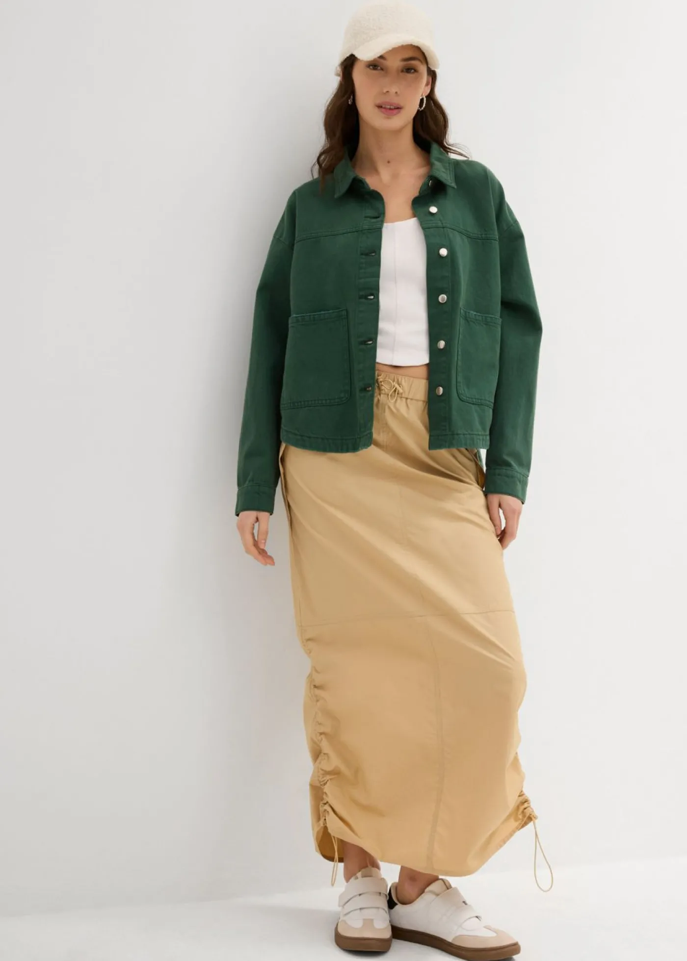 bonprix bonprix Chaqueta de algodón puro verde sombra New
