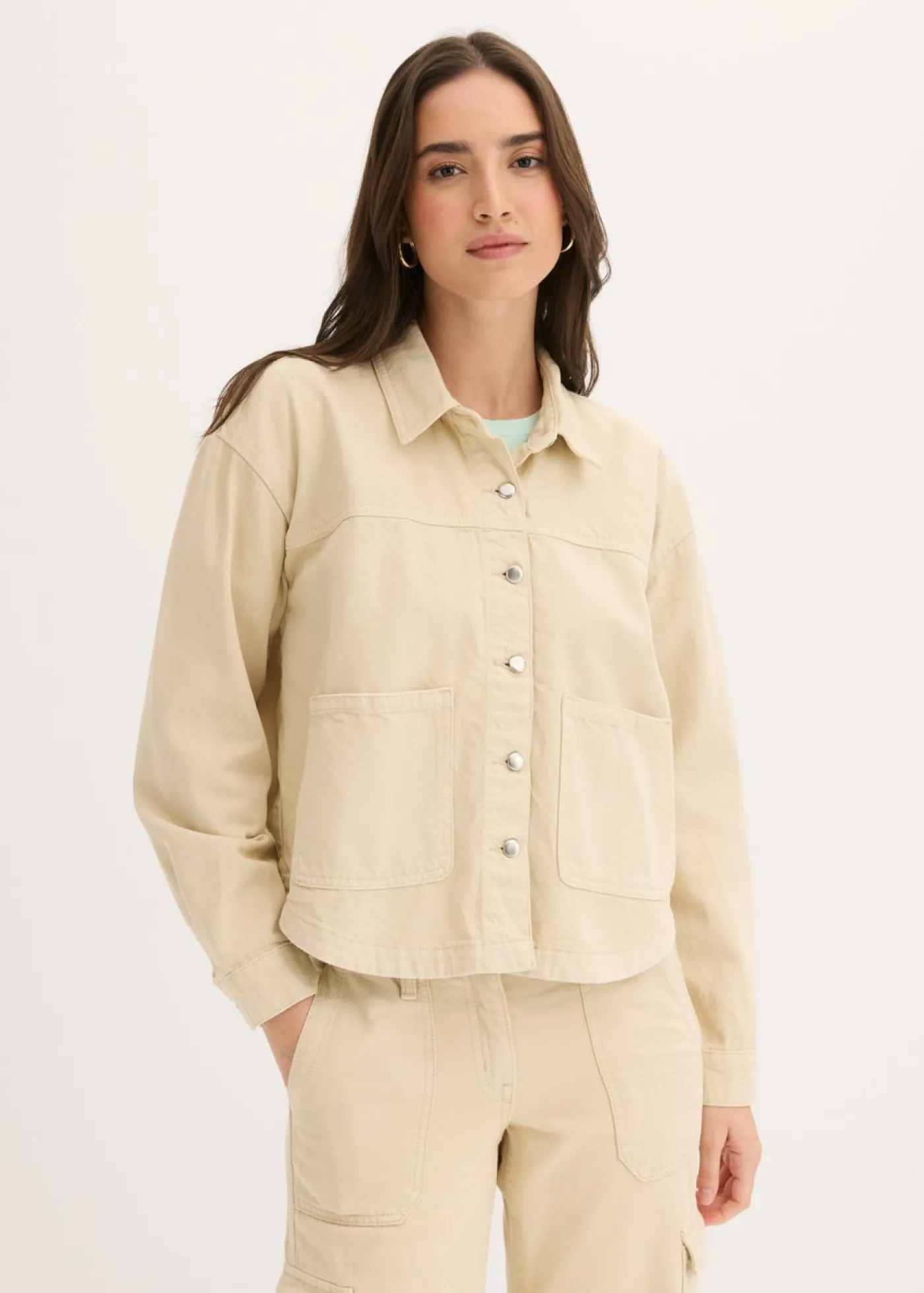 bonprix bonprix Chaqueta de algodón puro Arena claro Clearance