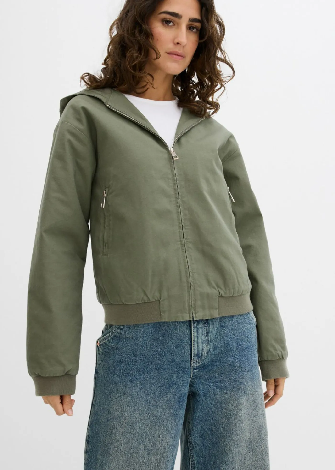 bonprix bonprix Chaqueta de algodón puro para exteriores Verde grisáceo Outlet