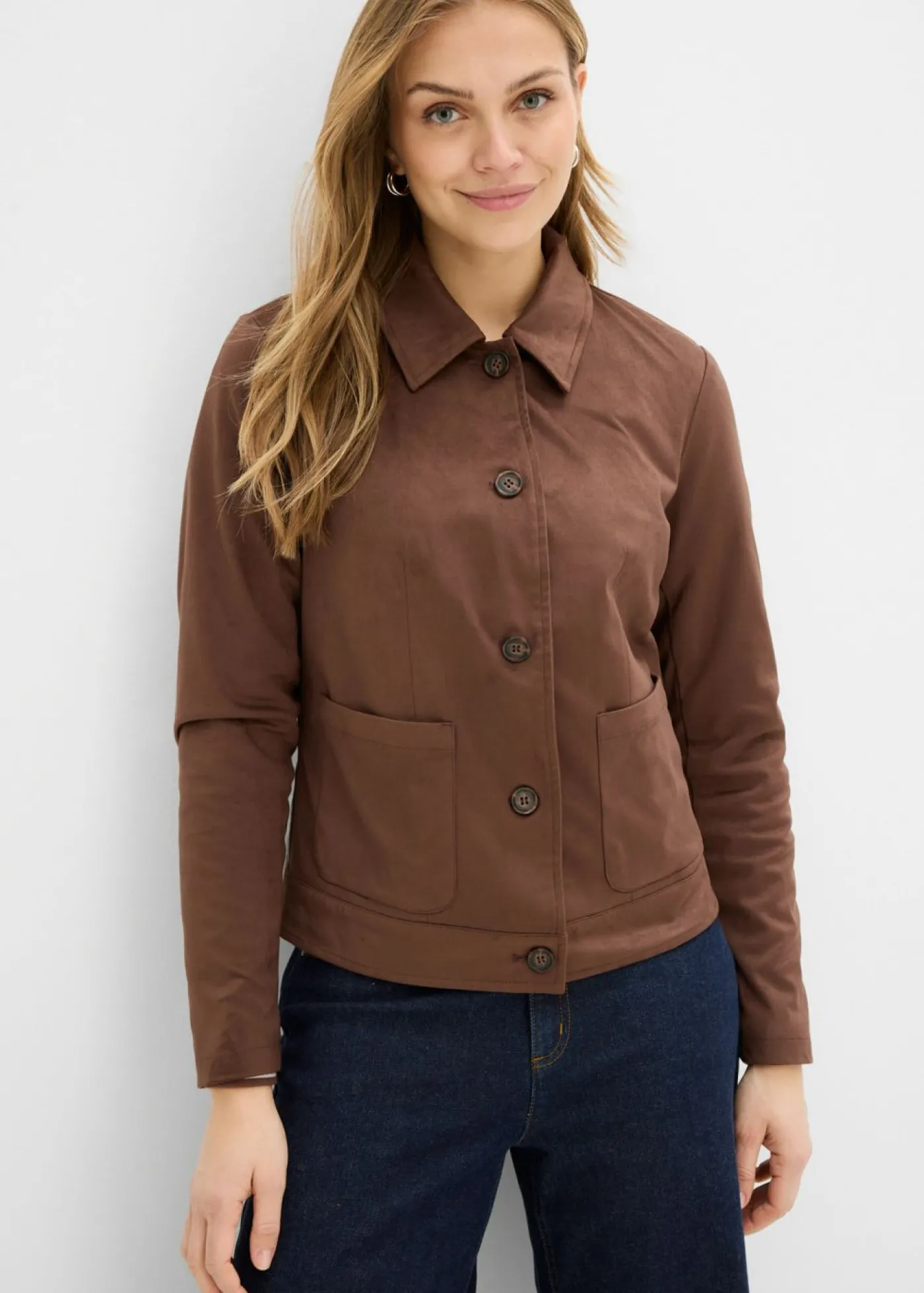bonprix bonprix Chaqueta de ante sintético marrón Online