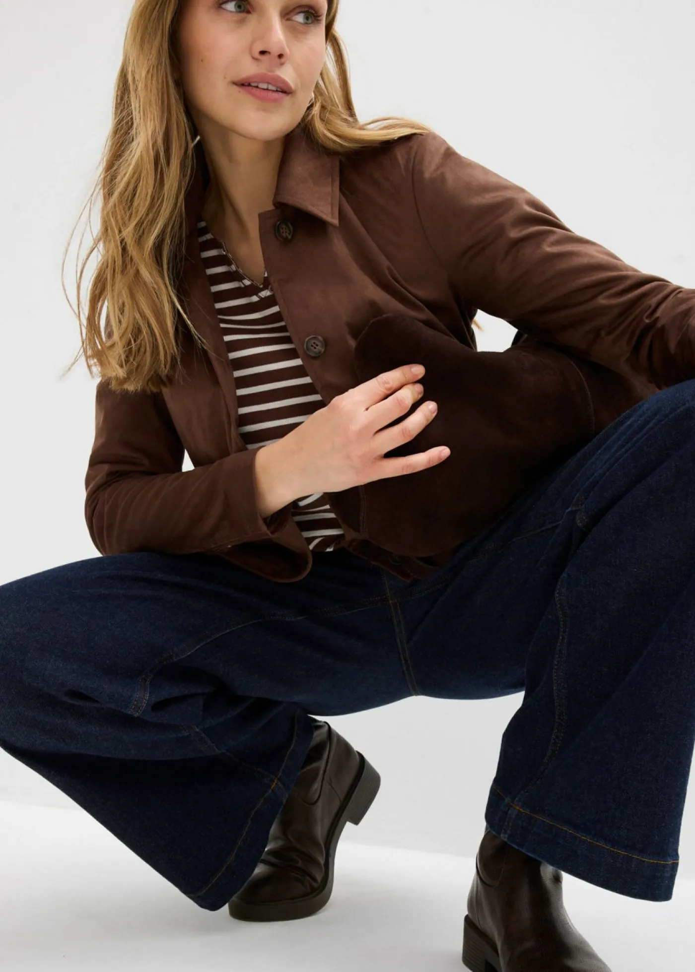 bonprix bonprix Chaqueta de ante sintético marrón Online
