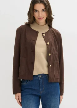 bonprix bonprix Chaqueta de ante sintético Marrón oscuro Best