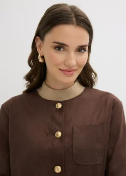 bonprix bonprix Chaqueta de ante sintético Marrón oscuro Best