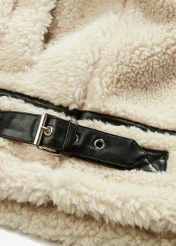 bonprix bonprix Chaqueta de borrego sintético Crema-negro Outlet