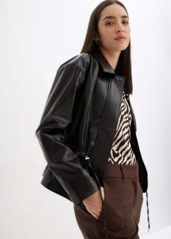 bonprix bonprix Chaqueta de charol sintético Marrón oscuro Online