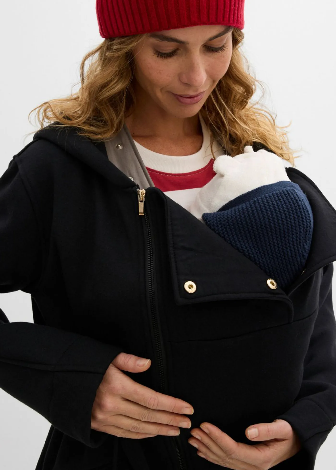 bonprix bonprix Chaqueta de chándal 3 en 1 para el embarazo y después, con inserto para bebé Negro New