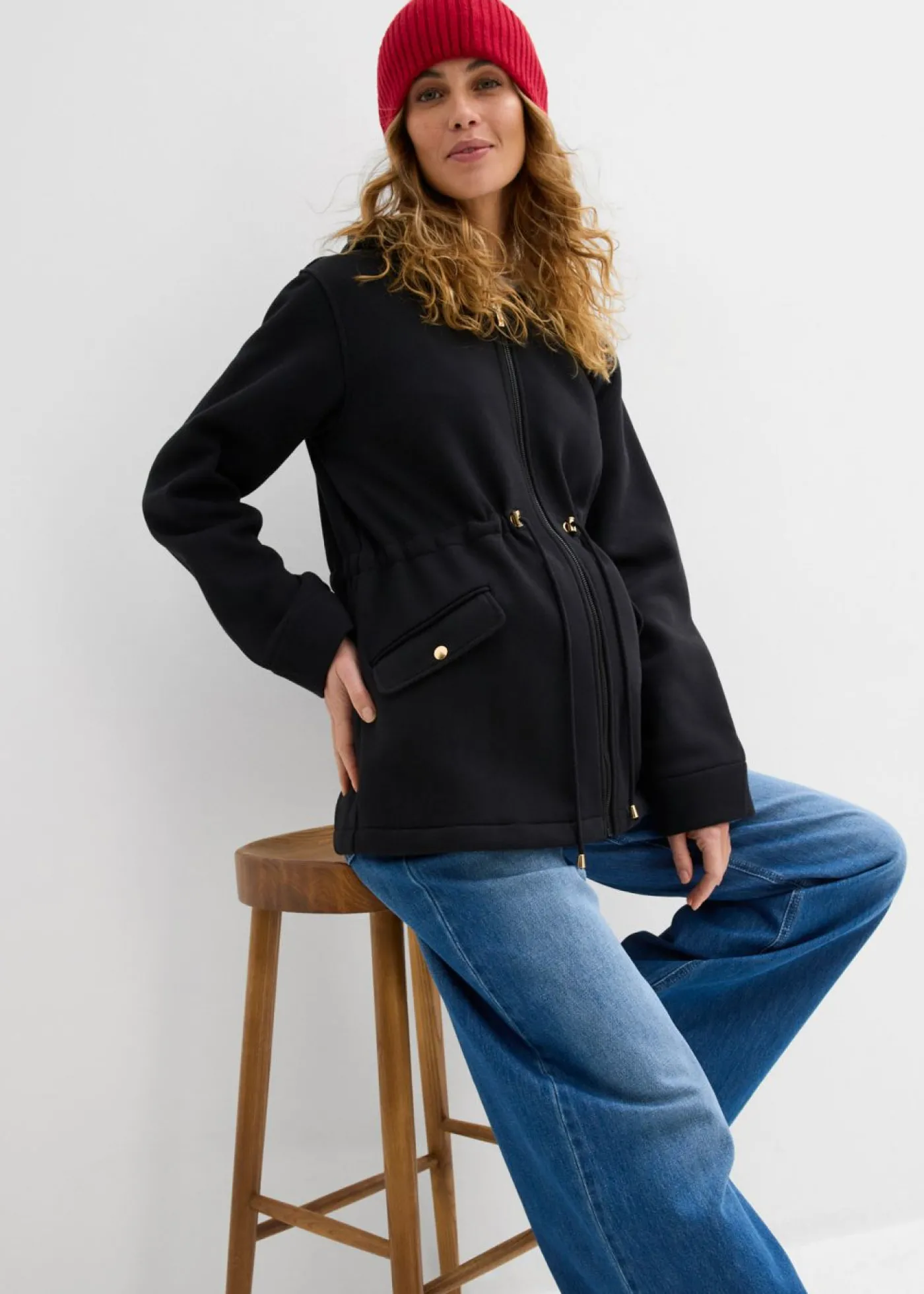 bonprix bonprix Chaqueta de chándal 3 en 1 para el embarazo y después, con inserto para bebé Negro New