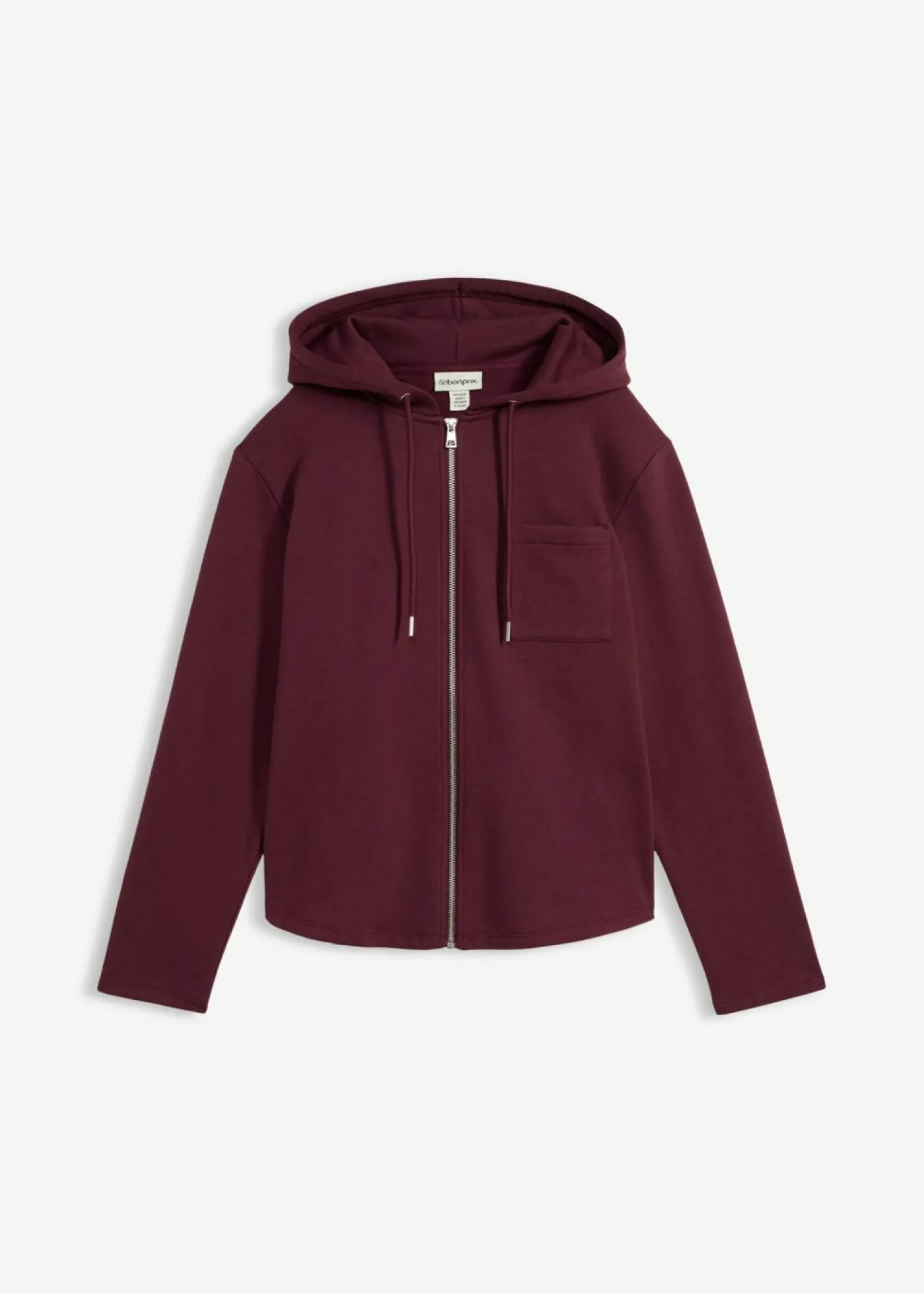 bonprix bonprix Chaqueta de chándal con capucha y poliéster reciclado rojo burdeos Hot