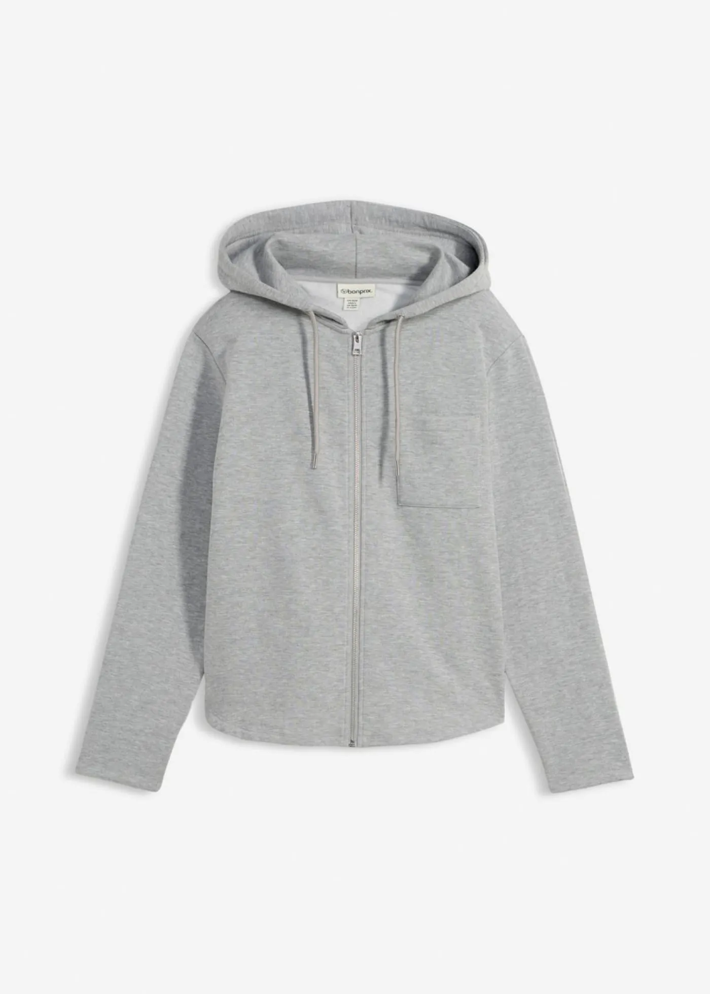 bonprix bonprix Chaqueta de chándal con capucha y poliéster reciclado Gris claro jaspeado Online