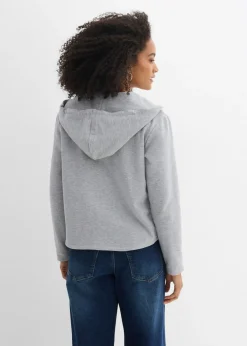 bonprix bonprix Chaqueta de chándal con capucha y poliéster reciclado Gris claro jaspeado Online