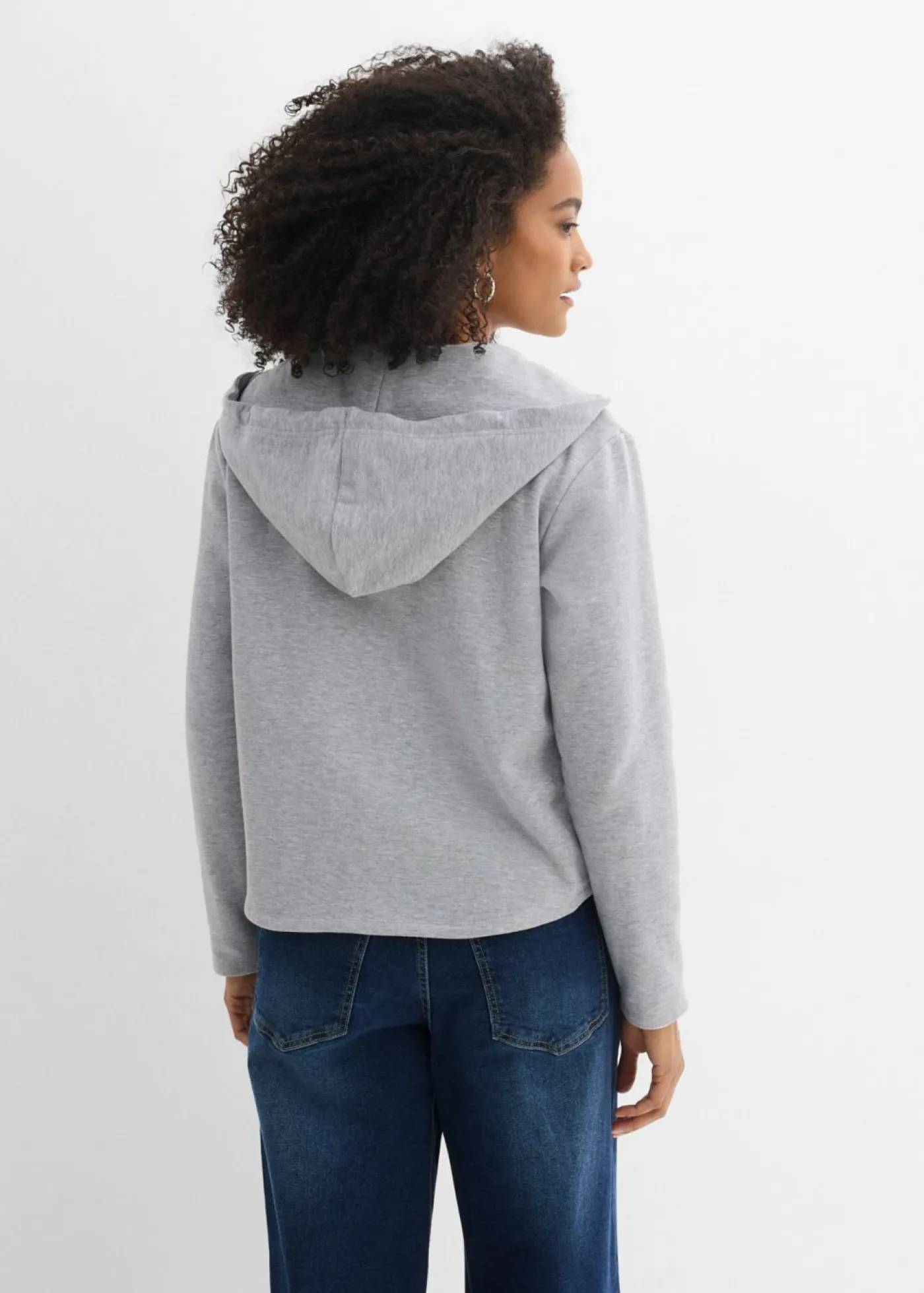 bonprix bonprix Chaqueta de chándal con capucha y poliéster reciclado Gris claro jaspeado Online