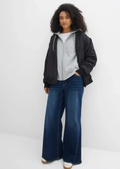 bonprix bonprix Chaqueta de chándal con capucha y poliéster reciclado Gris claro jaspeado Online