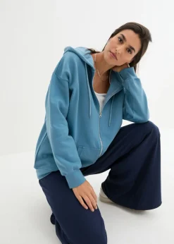 bonprix bonprix Chaqueta de chándal con capucha Azul grisáceo Discount