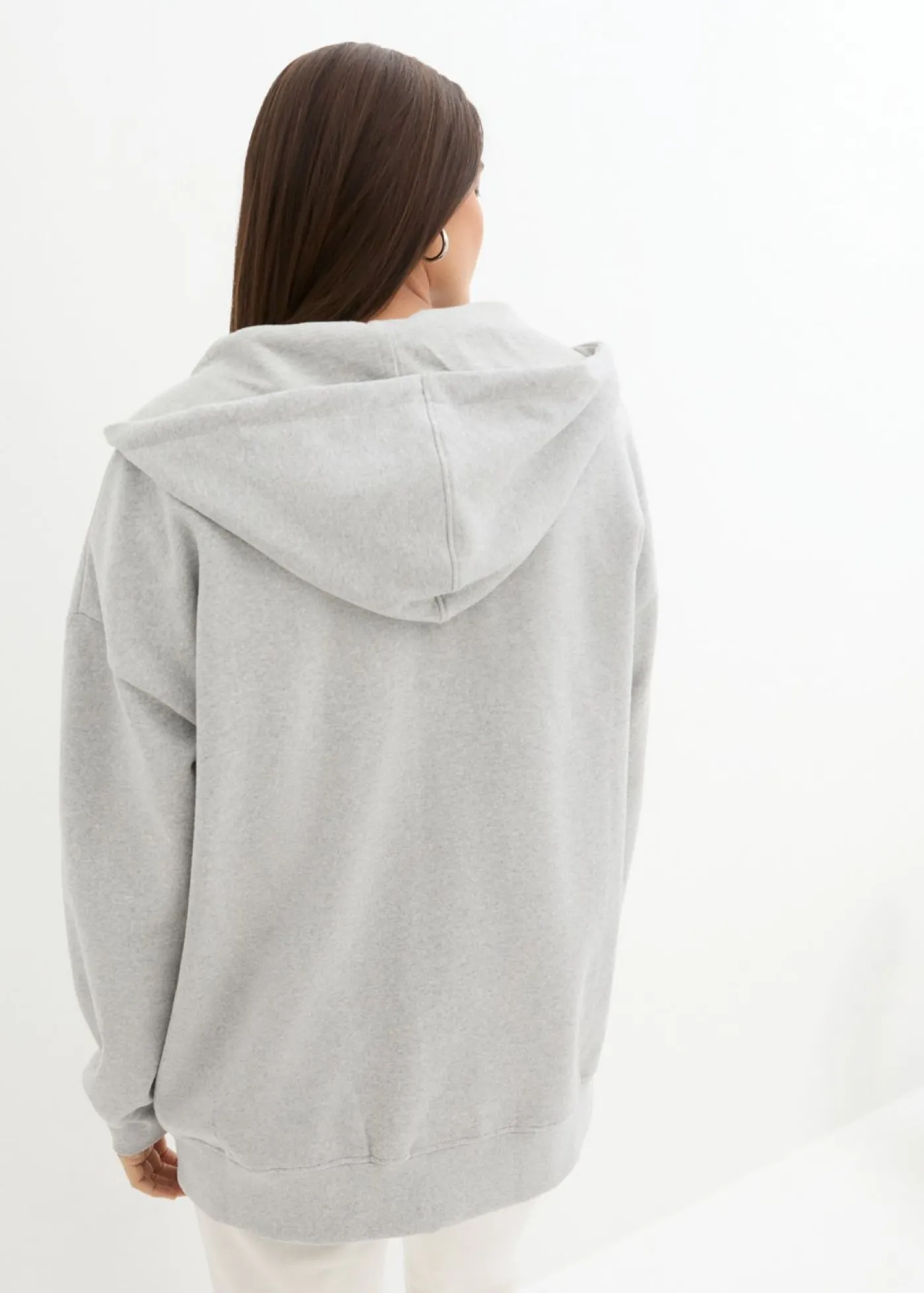 bonprix bonprix Chaqueta de chándal con capucha Gris claro jaspeado Discount