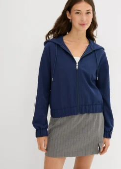 bonprix bonprix Chaqueta de chándal con raya deportiva Azul marino-blanco Sale