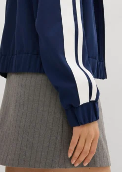 bonprix bonprix Chaqueta de chándal con raya deportiva Azul marino-blanco Sale